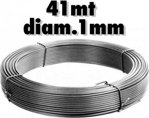 Set-2-Pz.-Rotoli-Filo-Di-Ferro-41-Mt-Ciascuno-Spessore-Diametro-1mm-Acciaio-Zincato
