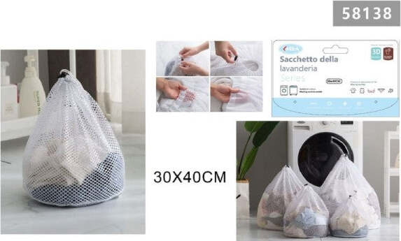 Set-2-Pz-Sacchetto-Per-Lavanderia-Bucato-Borsa-A-Rete-Biancheria-30x40-Cm-58138