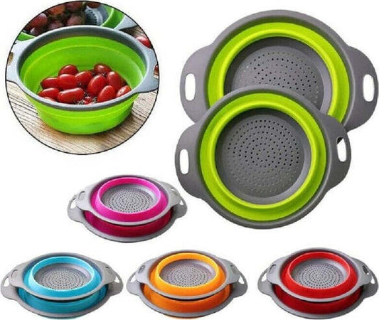 Set-2-Scolapasta-Cestello-In-Silicone-Pieghevole-Ripiegabile-Multiuso-17-E-22-Cm
