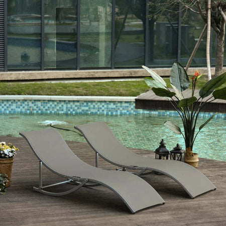 Set-2-Sdraio-da-Giardino-Pieghevoli,-Lettino-Prendisole-in-Alluminio-e-Textilene,-61x165x63cm-84B-540GY
