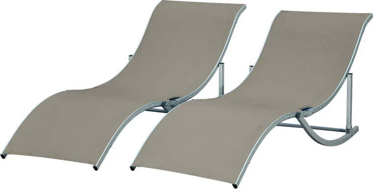 Set-2-Sdraio-da-Giardino-Pieghevoli,-Lettino-Prendisole-in-Alluminio-e-Textilene,-61x165x63cm-84B-540GY