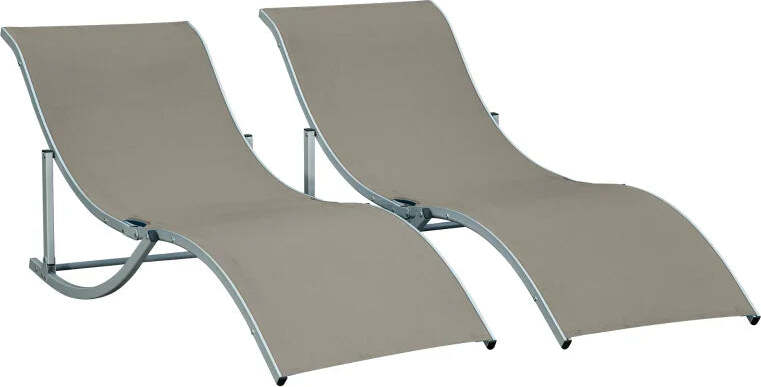 Set-2-Sdraio-da-Giardino-Pieghevoli,-Lettino-Prendisole-in-Alluminio-e-Textilene,-61x165x63cm-84B-540GY