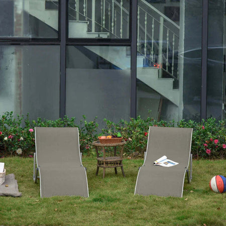 Set-2-Sdraio-da-Giardino-Pieghevoli,-Lettino-Prendisole-in-Alluminio-e-Textilene,-61x165x63cm-84B-540GY