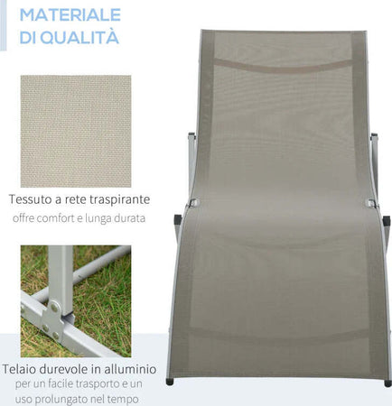 Set-2-Sdraio-da-Giardino-Pieghevoli,-Lettino-Prendisole-in-Alluminio-e-Textilene,-61x165x63cm-84B-540GY