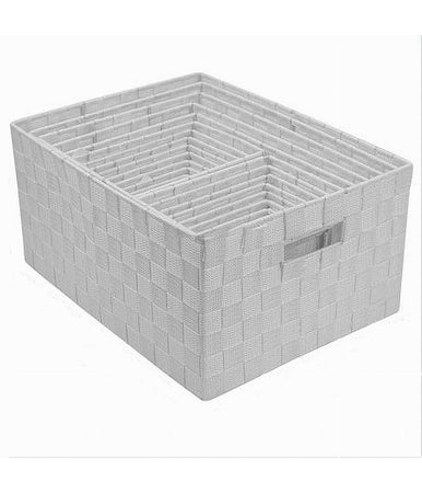 Set 21 Pz Box Scatola In Tessuto Portaoggetti Organizer Con Manici Bianco 79085