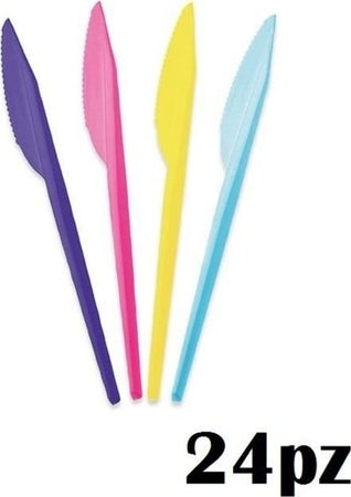 Set-24-Pezzi-Coltelli-In-Plastica-Colorati-Feste-Compleanni-Party