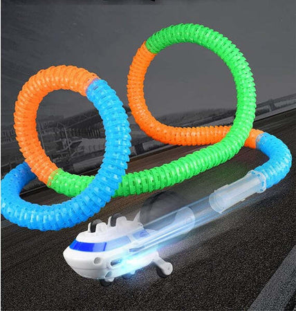 Set-243-Pezzi-Pista-Luminosa-Led-Ad-Anello-A-360°-Carri-A-Binario-Auto-Q-wj668