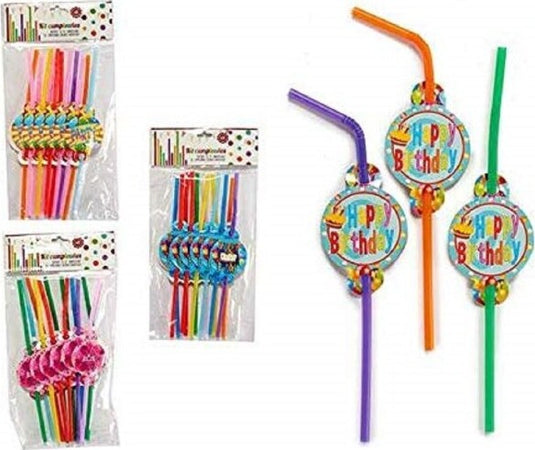 Set-24pz-Cannucce-Colorate-Plastica-Party-Con-Cartoncino-Casuale-Cannuccia-Compleanno