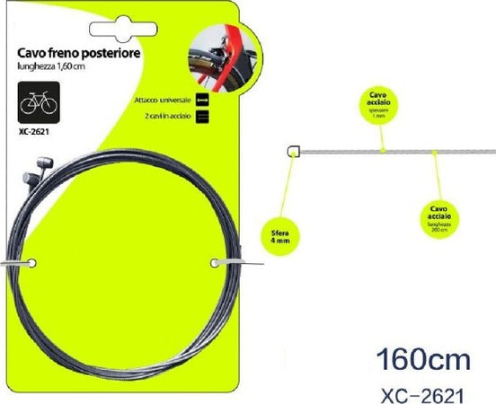 Set-2pz-Cavi-Cavo-Freno-Posteriore-Acciaio-160cm-Attacco-Universale-Bici-Xc-2621