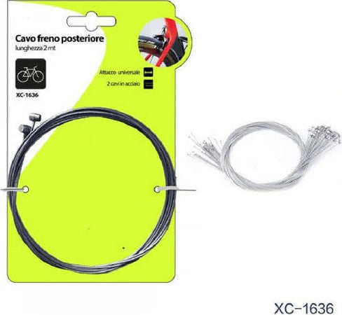 Set-2pz-Cavo-Freno-Posteriore-In-Acciaio-2mt-Attacco-Universale-Per-Bici-Xc-1636