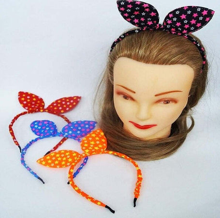 Set-2pz-Cerchietto-Frontino-Retro-Stelle-Orecchie-Fermacapelli-Tessuto-Fascia-Accessori