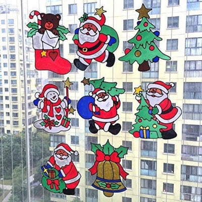 Set-2pz-Decorazioni-Adesive-Natalizie-30cm-Natale-Per-Vetro-Finestre-Vetrine-Stickers