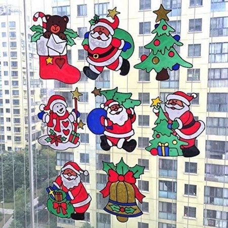 Set-2pz-Decorazioni-Adesive-Natalizie-30cm-Natale-Per-Vetro-Finestre-Vetrine-Stickers