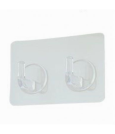 Set 2pz Ganci Adesivi Appendino Doppio Rettangolare Casa Parete Trasparente 87758