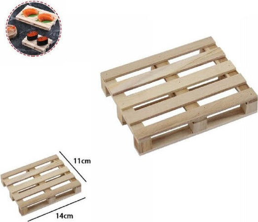 Set-2pz-Mini-Pallet-Di-Legno-Bancale-Vassoi-Piatto-Sottobicchiere-14x11cm-74032a