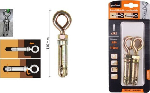 Set-2pz-Tasselli-Metallici-Occhiello-Bulloni-M10x110mm-Accessori-Minuteria-91050