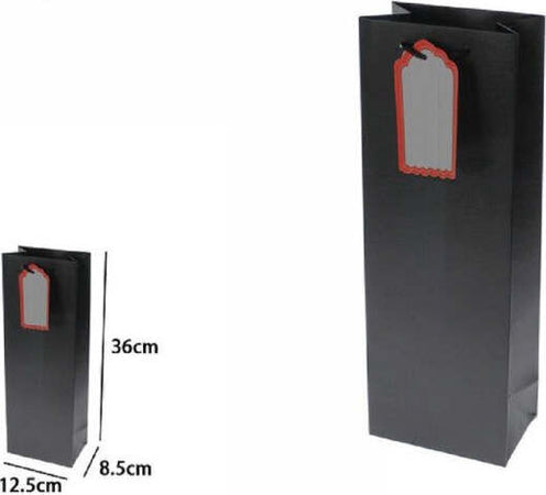 Set-3-Buste-Borsa-Regalo-Sacchetto-Targhetta-Bottiglie-36x12.5x8.5cm-69891-Nera