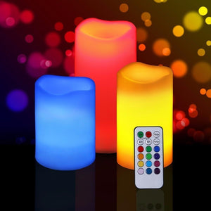 SET 3 CANDELE LED LUCE RGB CANDELA TELECOMANDO FUOCO FINTO CROMOTERAPIA MASSAGGI Illuminazione/Illuminazione per interni/Illuminazione speciale/Candele LED Trade Shop italia - Napoli, Commerciovirtuoso.it