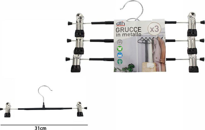 Set 3 Grucce Pantaloni In Metallo Armadio Clip Antiscivolo Gonne Shorts Top 31cm Casa e cucina/Organizzazione interni/Organizzazione guardaroba/Grucce e appendini/Grucce Trade Shop italia - Napoli, Commerciovirtuoso.it