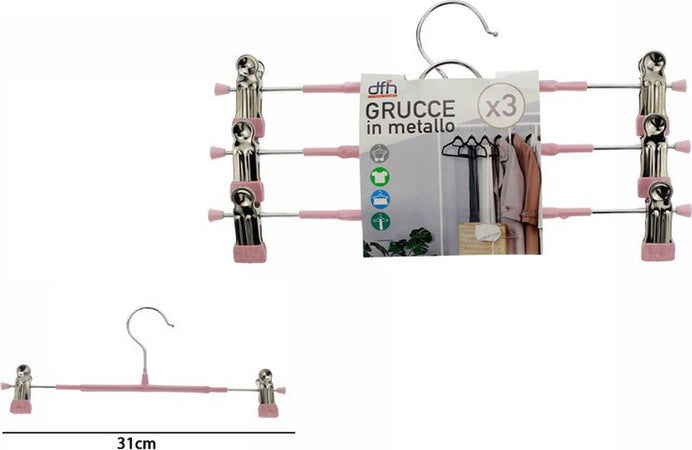 Set 3 Grucce Pantaloni In Metallo Rosa Armadio Clip Antiscivolo Gonne Shorts Top Casa e cucina/Organizzazione interni/Organizzazione guardaroba/Grucce e appendini/Grucce Trade Shop italia - Napoli, Commerciovirtuoso.it