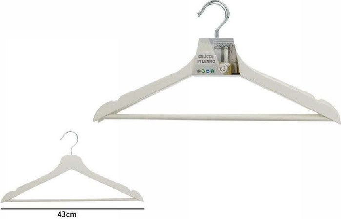Set 3 Grucce Stampelle Appendiabito Legno Bianca Vestiti Pantaloni Giacche 59620 Casa, arredamento e bricolage > Soluzioni salvaspazio > Organizer per Armadi Trade Shop italia - Napoli, Commerciovirtuoso.it