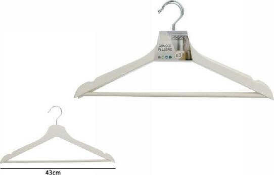 Set-3-Grucce-Stampelle-Appendiabito-Legno-Bianca-Vestiti-Pantaloni-Giacche-59620
