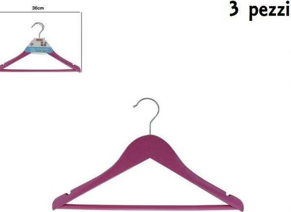 Set-3-Grucce-Stampelle-Appendiabito-Legno-Rosa-Vestiti-Pantaloni-Giacche