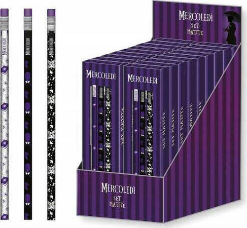 Set 3 Matite Mercoledì per La Scuola Cancelleria e prodotti per ufficio/Penne matite scrittura e correzione/Matite/Matite di legno Cartoleria Deja Vu - Crotone, Commerciovirtuoso.it