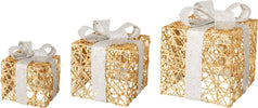 Set 3 pacchi regalo in resina luminoso color oro e bianco per uso interno ed esterno Casa e cucina/Decorazioni per interni/Addobbi e decorazioni per ricorrenze/Decorazioni natalizie/Luci natalizie/Catene luminose per esterni MagiediNatale.it - Altamura, Commerciovirtuoso.it
