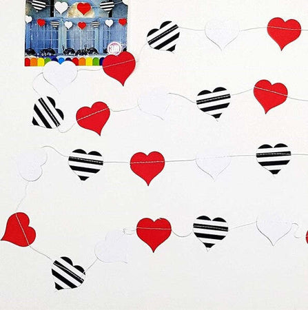 Set-3-Pezzi-Festoni-Carta-Cuori-Rosso-Bianco-Strisce-3-Metri-Cuore-Feste