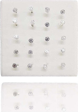Set-3-Pezzi-Piercing-Orecchini-Naso-2.5-Mm-Rosa-Rosellina-Argento-925-Sterling