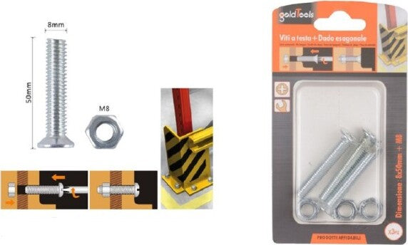 Set-3-Pezzi-Viti-Vite-Testa-A-Croce-Piatta-8-X-50-Mm-Con-Dado-Esagonale-M8-90950