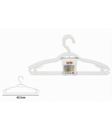 Set 3 Pz Grucce Plastica Stampelle Appendi Abiti Pantaloni Giacche Bianco 79329