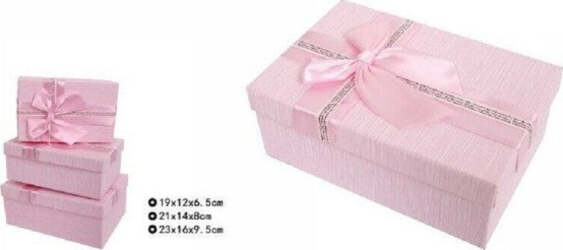 Set-3-Pz-Scatole-Box-Per-Regali-Varie-Misure-Rettangolari-Rosa-Con-Fiocco-69331