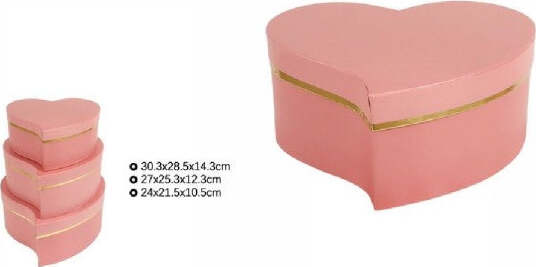 Set-3-Pz-Scatole-Box-Regali-Varie-Misure-Matrioska-Forma-Cuore-Storto-Rosa-71933