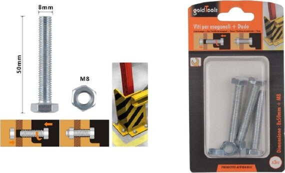 Set-3-Pz-Vite-Viti-Per-Esterno-A-Testa-Esagonali-8x50-Mm-Con-Dadi-Dado-M8-90922