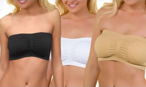 Set-3-Reggiseni-A-Fascia-Top-Bra-Reggiseno-Push-Up-Imbottito-Senza-Spalline-Bandeau
