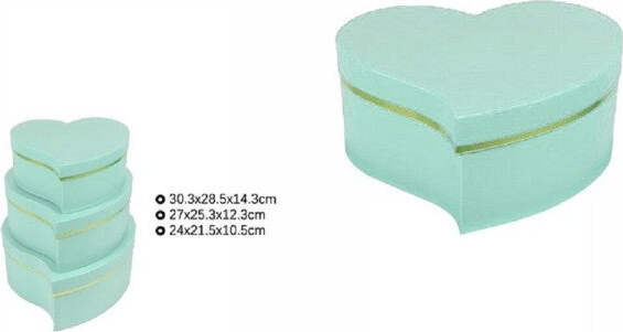 Set-3-Scatole-Regali-Varie-Misure-Matrioska-Forma-Cuore-Storto-Verde-Acqua-71935