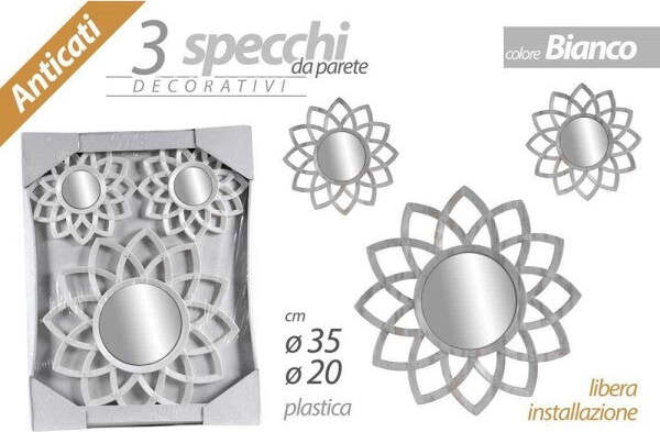 Set-3-Specchi-Parete-Decorativi-Anticati-Libera-Installazione-Gira-20-35cm-836909