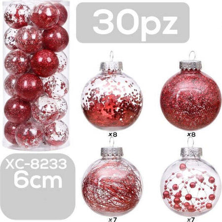 Set-30-Palline-Natalizie-Decorazioni-6-Cm-Addobbi-Per-Albero-Di-Natale-Xc-8233