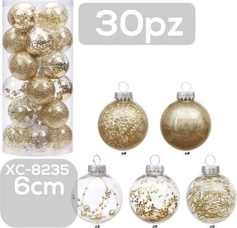 Set-30-Palline-Natalizie-Decorazioni-6-Cm-Addobbi-Per-Albero-Di-Natale-Xc-8235
