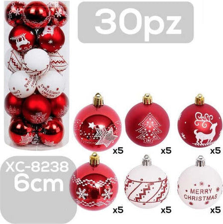 Set-30-Palline-Natalizie-Decorazioni-6-Cm-Addobbi-Per-Albero-Di-Natale-Xc-8238