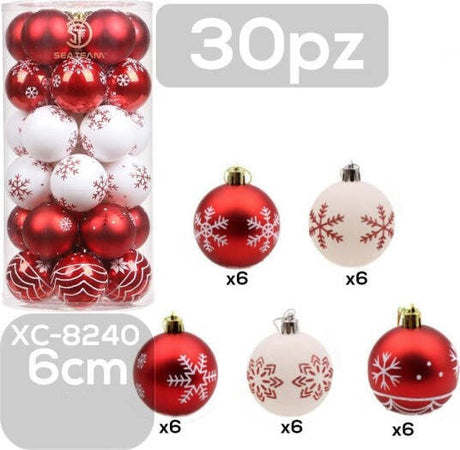 Set-30-Palline-Natalizie-Decorazioni-6-Cm-Addobbi-Per-Albero-Di-Natale-Xc-8240