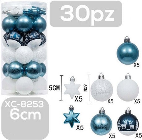 Set-30-Palline-Natalizie-Decorazioni-6-Cm-Addobbi-Per-Albero-Di-Natale-Xc-8253