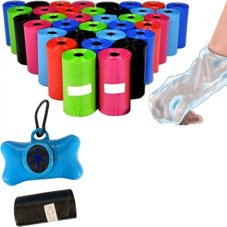 Set-300-Sacchetti-Igienici-Per-Bisogni-Escrementi-Cani-Raccolta-Feci-+-Dispenser