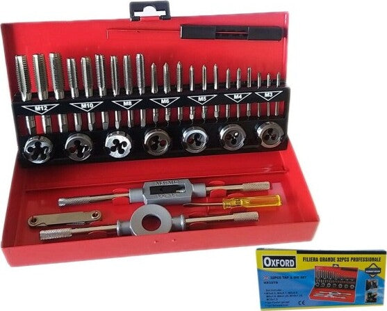 Set-32-Pezzi-Cassetta-Kit-Filiera-Per-Filettatura-Maschi-E-Femmine-Hx32td