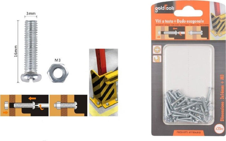 Set 35 Pz Viti Vite Testa A Croce Tonda 3x16 Mm Con Dadi Dado Esagonale M3 90953 Fai da te/Ferramenta/Chiodi viti ed elementi di fissaggio/Viti/Viti a spalla Trade Shop italia - Napoli, Commerciovirtuoso.it