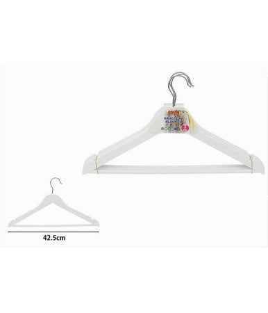 Set 3pz Grucce Stampelle In Plastica Appendiabiti Vestiti Pantaloni Bianco 79314