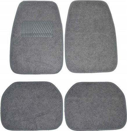 Set-4-Pezzi-Tappetini-Tappetino-Moquette-Grigio-Tessuto-Auto-Antiscivolo