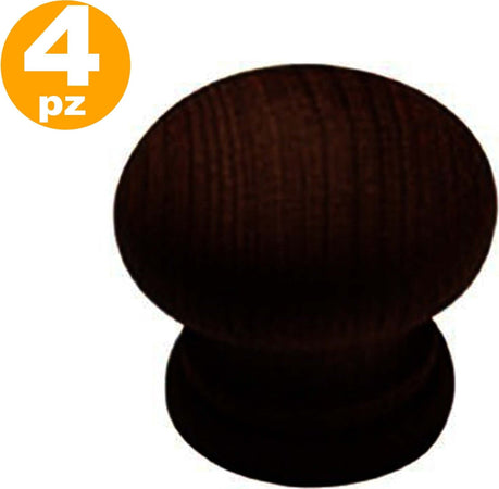 SET 4 PZ. POMELLI 2.5 CM LEGNO SCURO MOGANO PER CASSETTI MOBILI Trade Shop italia - Napoli, Commerciovirtuoso.it